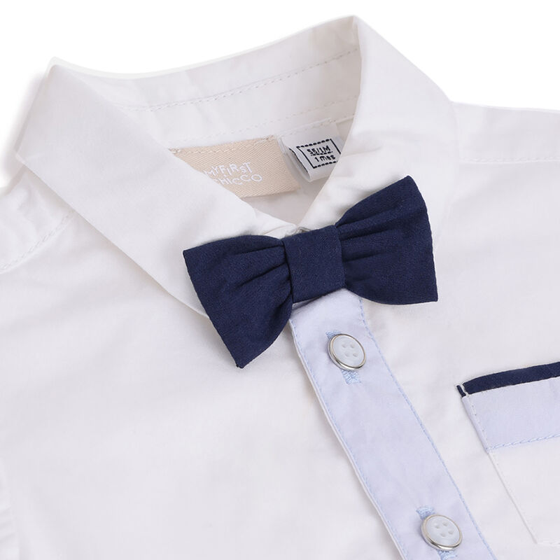 Boys White Solid Short Sleeve Shirt image number 2